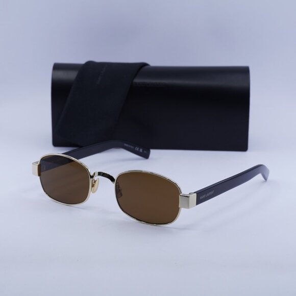 ?️ New Saint Laurent SL706 001 Sunglasses - Light Gold Frame, Nicotine Lenses main image 7